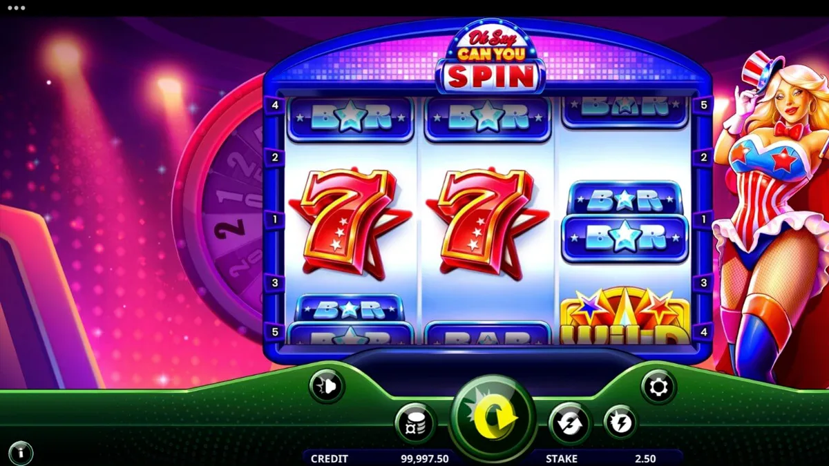 O slot Oh Say Can You Spin com tema patriótico e luzes de show de variedades